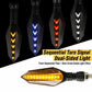 1 Pair Sequential LED Motorcycle Turn Signals with Arrow DRL Dual-Sided Flowing Amber Indicator Blinkers Light