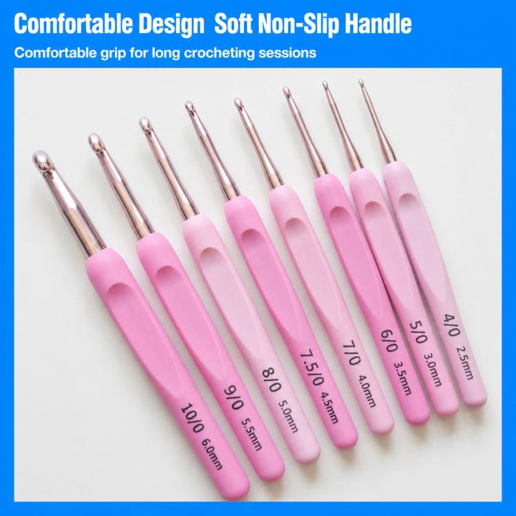 Plastic Soft-Handle Aluminum Crochet Hook Set Yarn DIY Knitting Tools, 10 PCS/Pack, 34 PCS/Pack