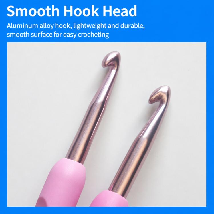 Plastic Soft-Handle Aluminum Crochet Hook Set Yarn DIY Knitting Tools, 10 PCS/Pack, 34 PCS/Pack