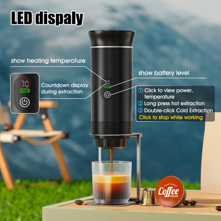 Digital Display Pump-Type Handheld Coffee Maker With USB Charging