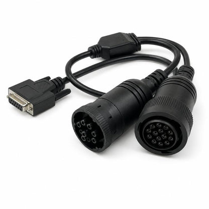 Diesel diagnostic adapter cable with DB connector and dual circular interfaces
