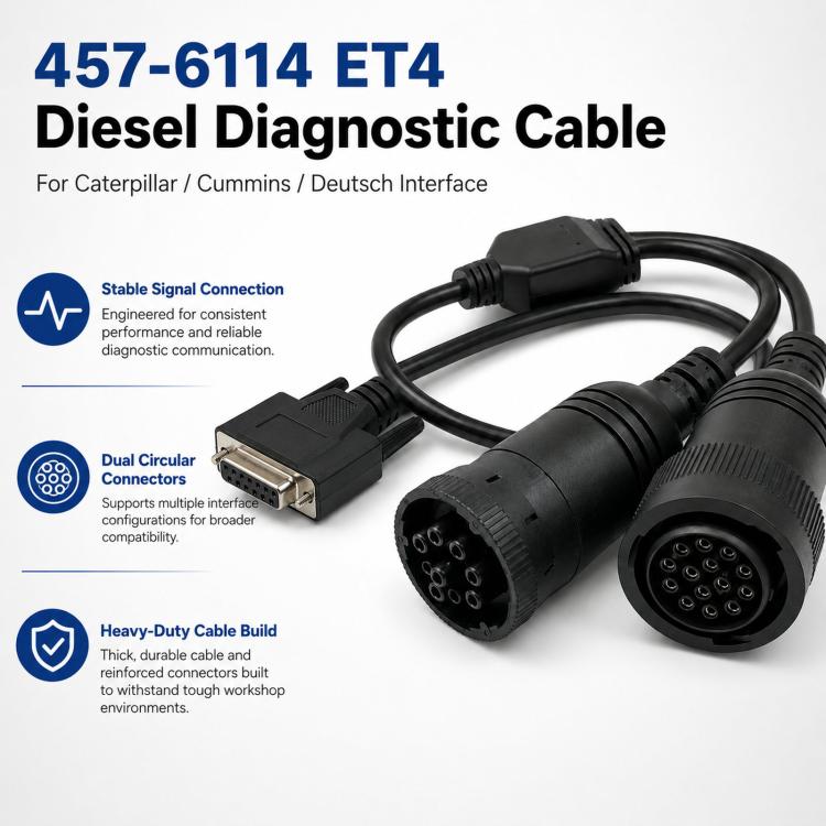 Diesel diagnostic cable with DB connector and two circular connectors