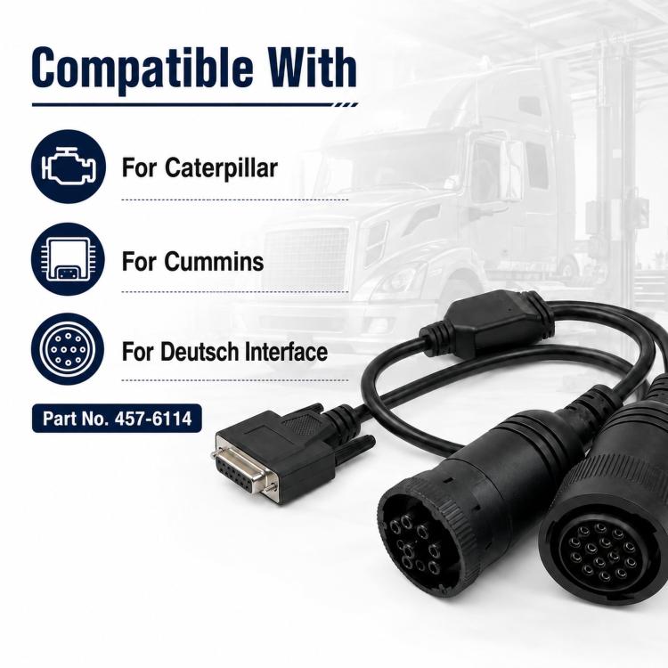 Diesel diagnostic cable with DB connector and two circular interfaces, 457-6114