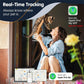 Cat and smartphone showing location tracking with pet tracker accessory