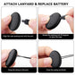 Black silicone case pet tracker tag with attachment loop, shown being opened.