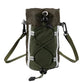 Army green water bottle holder pouch with front mesh pocket and crossbody straps