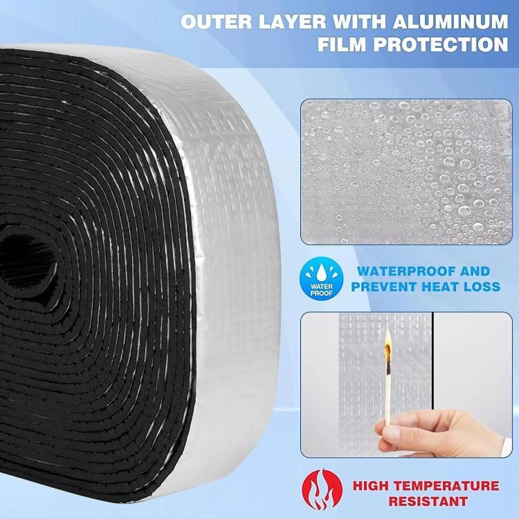 Black foam insulation roll with silver aluminum film protection layer