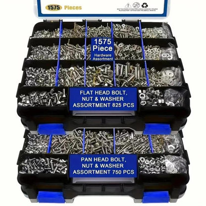 1575pcs /Box 304 Stainless Steel Screws Nuts Phillips Head Pan Head Set