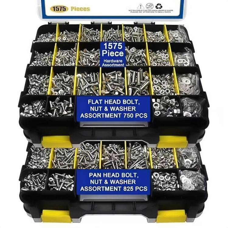 1575pcs /Box 304 Stainless Steel Screws Nuts Phillips Head Pan Head Set