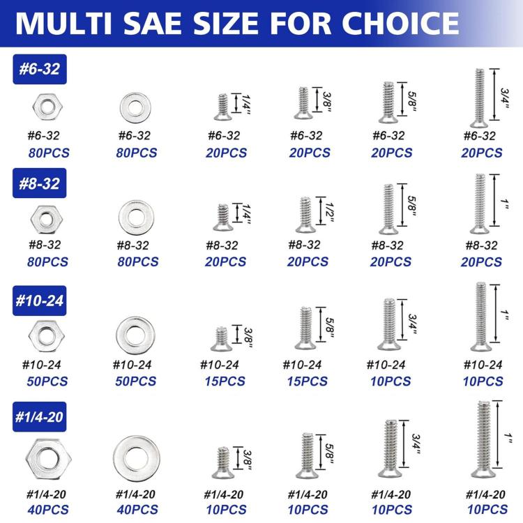 1575pcs /Box 304 Stainless Steel Screws Nuts Phillips Head Pan Head Set