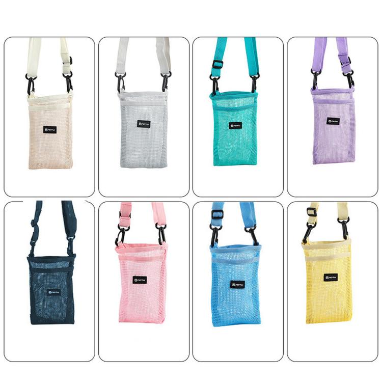 Mesh water bottle holder bags in multiple colors with adjustable shoulder straps