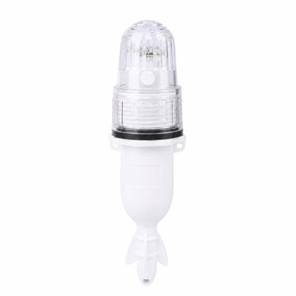 White LED marine marker light with clear top and small mounting base
