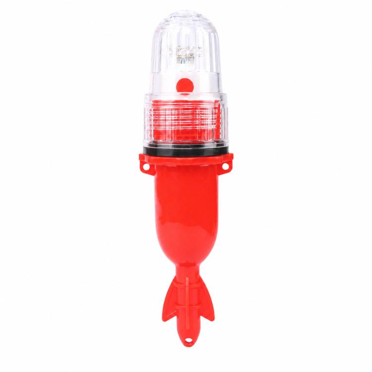 Red LED marine marker light with clear top and side mounting bracket