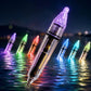 LED fishing light lure with clear housing and purple glowing cone tip