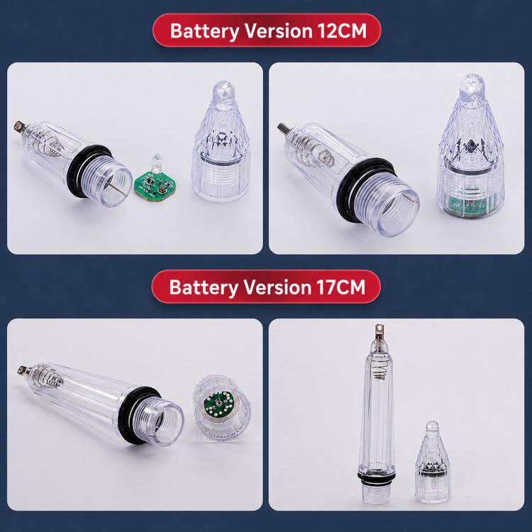 Battery version LED fishing light lure set with clear housings and circuit board