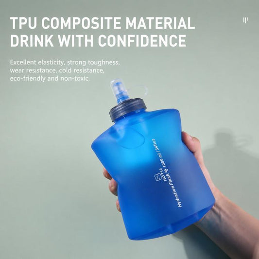 AOTU AT6641 Collapsible Soft Flask TPU Water Bottle Foldable Hydration Bladder For Trail Running Hiking, 1000ML, 2000ML
