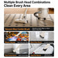 Vacuum cleaner kit with multiple brush heads for floors, corners, and upholstery