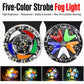 Pair of round multicolor LED strobe lights with starburst wedge light clusters