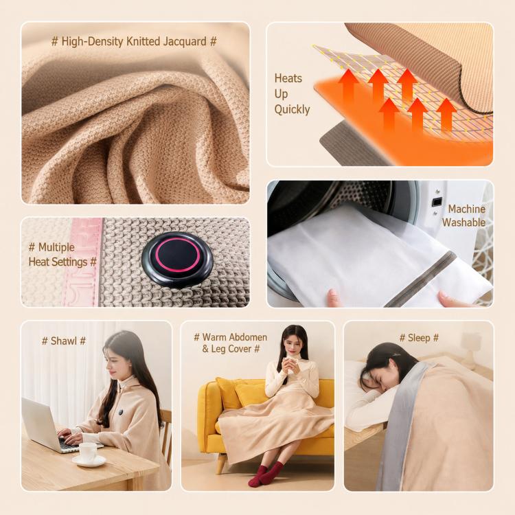Burgundy heated shawl wrap blanket rolled for compact storage