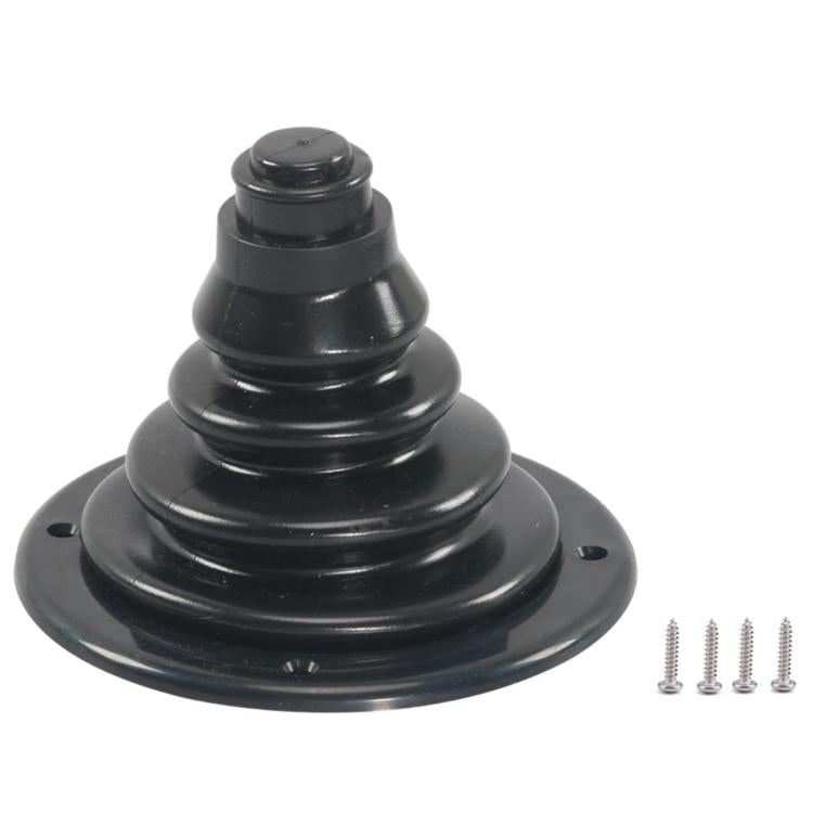 Black cable protection sleeve with mounting base and screws