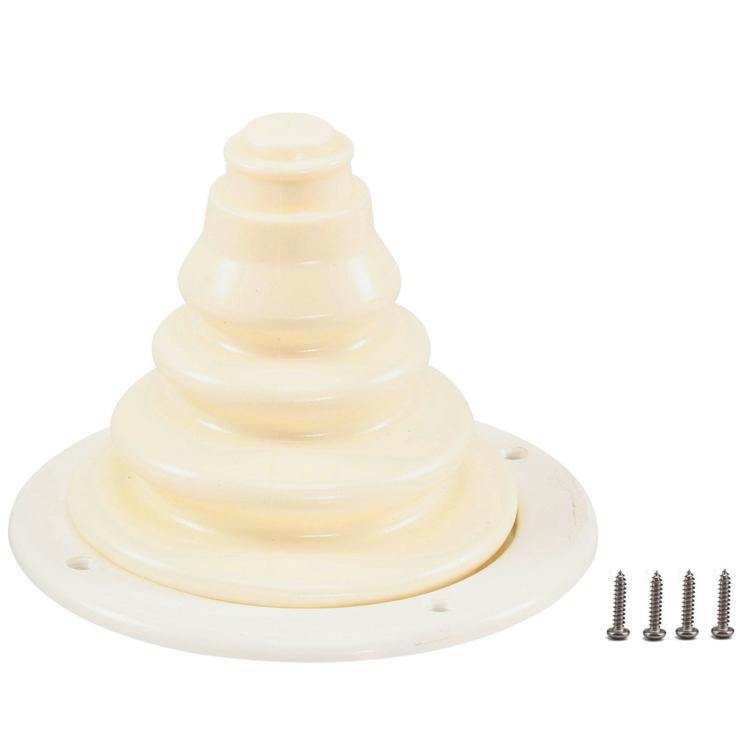 White cable protection sleeve with mounting base and screws