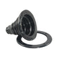 Black cable protection sleeve with open insert and round mounting flange