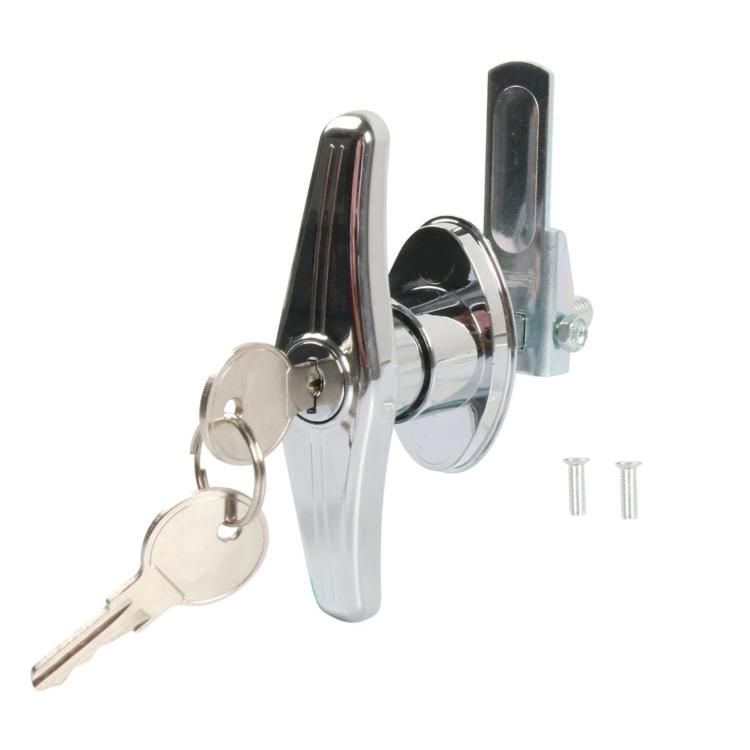 Bright chrome zinc alloy T-handle body lock with keys and mounting hardware