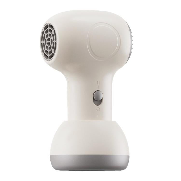 White cordless baby hair dryer with round nozzle grille and side control button