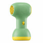 Green cordless baby hair dryer with round nozzle grille and yellow side accents