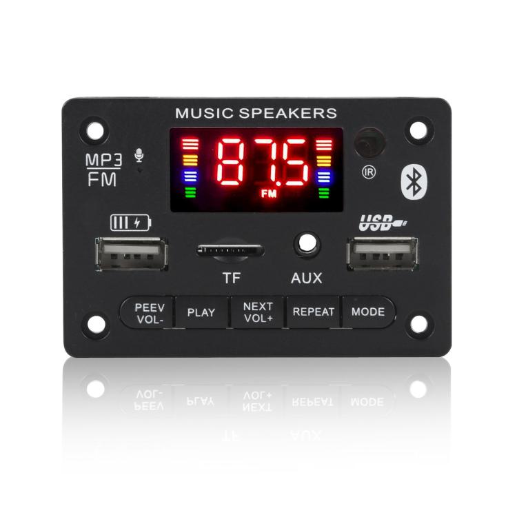 Bluetooth audio decoder board with red LED display, FM, USB, TF and AUX ports