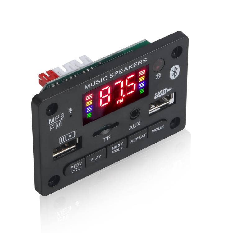 Bluetooth audio decoder board with red LED display, AUX, USB and TF inputs