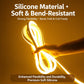Flexible LED neon rope light strip with glowing bend, warm white soft silicone design