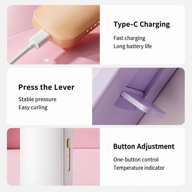 Rechargeable Heated Eyelash Curler With 3 Temperature Modes