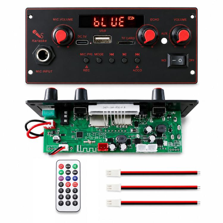 2 X 10W Amplifier Board Car Bluetooth MP3 Decoder Board Cartridge Speaker Player, Color Box Large Remote Control, Color Box Small Remote Control