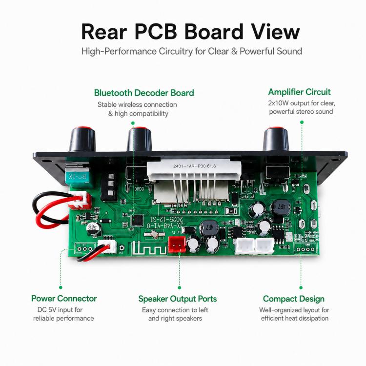 2 X 10W Amplifier Board Car Bluetooth MP3 Decoder Board Cartridge Speaker Player, Color Box Large Remote Control, Color Box Small Remote Control