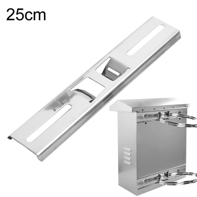 Stainless steel pole mount crossbar bracket, 25cm length, with mounting slots
