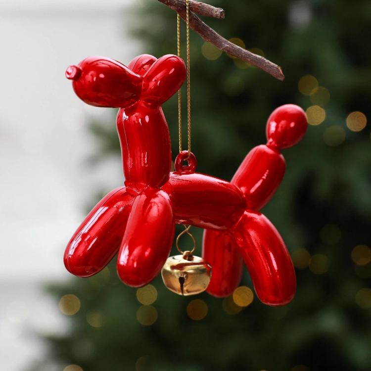 Glittery Puppy & Bell Christmas Tree Ornament / Holiday Window Decoration