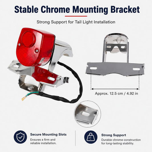 Rear Brake Tail Light Assembly with Bracket for Honda ST70 DAX ST50 ST90 CT50 CT70 Mini Bike, Rear Brake Tail Light