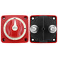Automotive power disconnect switch with front red knob and rear terminal cover