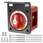 Combined-battery disconnect switch with red OFF/ON knob and black mounting frame