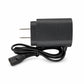 Black AC power adapter with two-prong plug and 2-pin shaver connector cord
