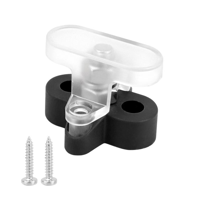 Waterproof car yacht battery terminal set with clear protective cover, black base, screws