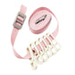 Pink strap portable clip clothesline with six white clips and coiled rope
