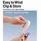 Portable clip clothesline strap with six clips, shown pulled tight for storage