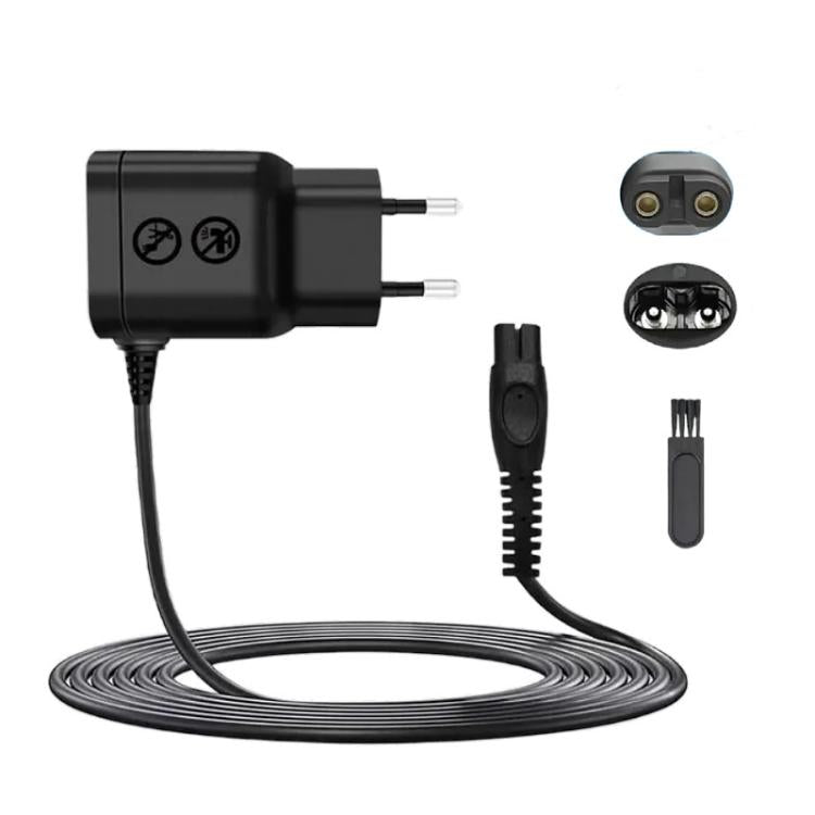 Black EU plug power adapter with 5V charging cord and device charging plug