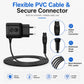 Black EU plug charger with flexible PVC cable and strain-relief connector ends