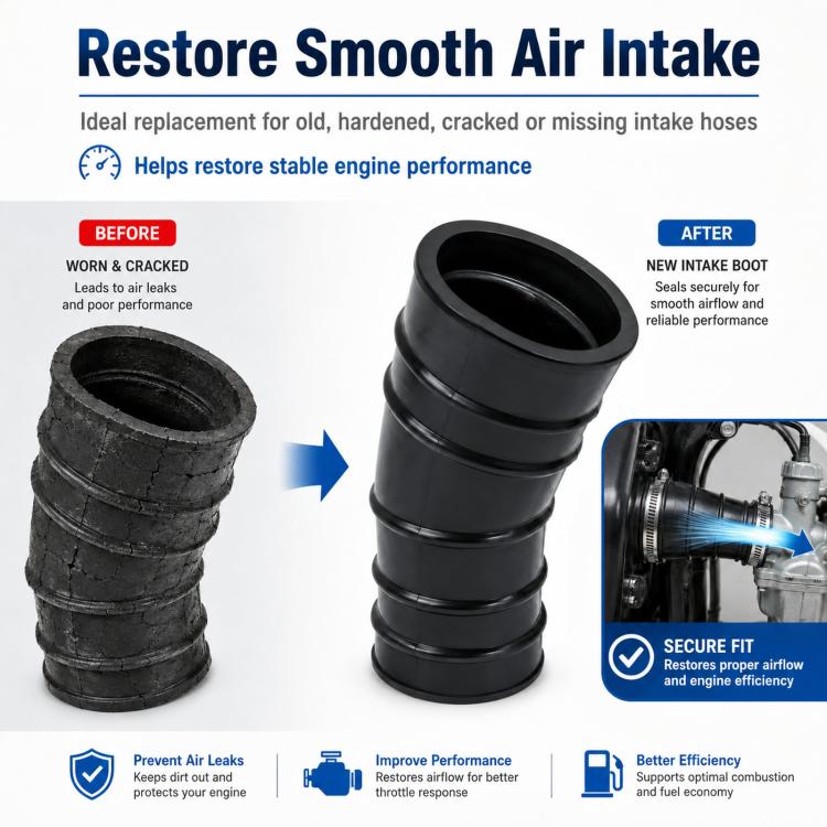 Black intake hose boot, smooth rubber coupler with flared opening