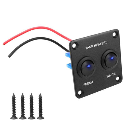 RV Peephole Button Switch Panel LED Light Water Tank Heater Control Switch, 2-digit, 3-digit