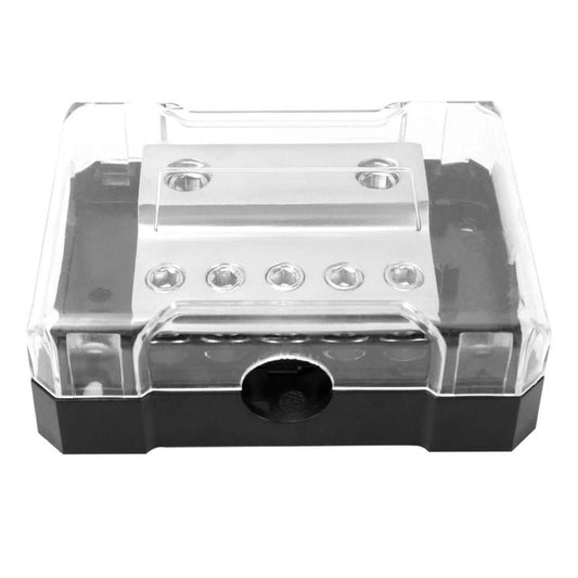Transparent Cover Car Audio Amplifier Flame-Retardant Grounding Box, 2 In 5 Out, 3 In 4 Out