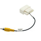 Backup camera cable adapter with white wiring connector and yellow RCA plug, black cable